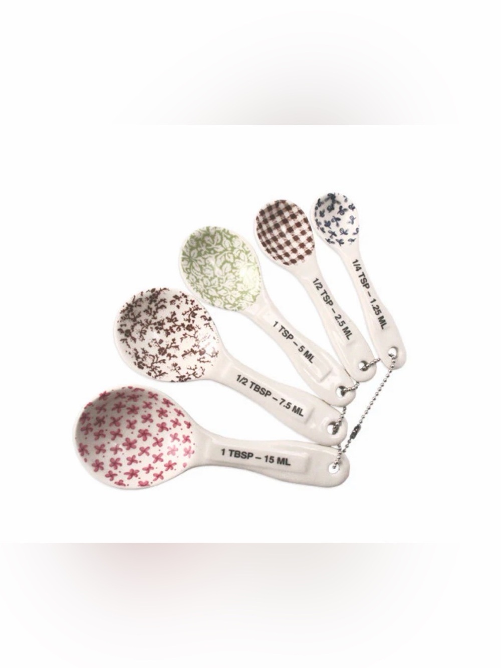 Rae Dunn Ceramic Patterned Measuring Spoon Set - Floral Multicolor